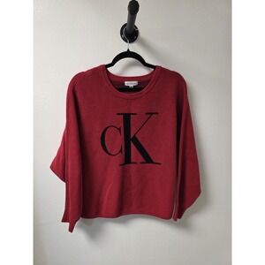Calvin Klein Jeans Red Sweater Womens XL Logo‎ CK Pullover Long Sleeve - Cotton